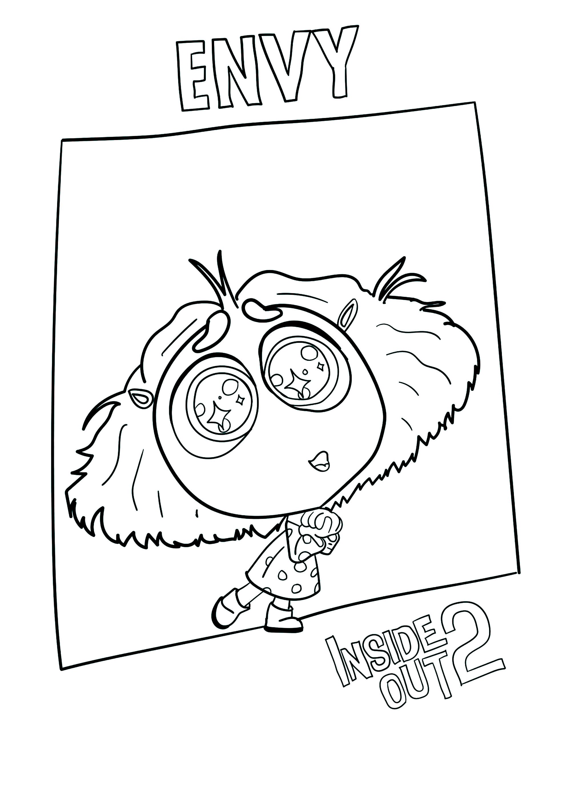 Inside Out 2 : Envy (Coloring Page) Inside Out 2 : Envy (Printable Coloring Page for Kids)