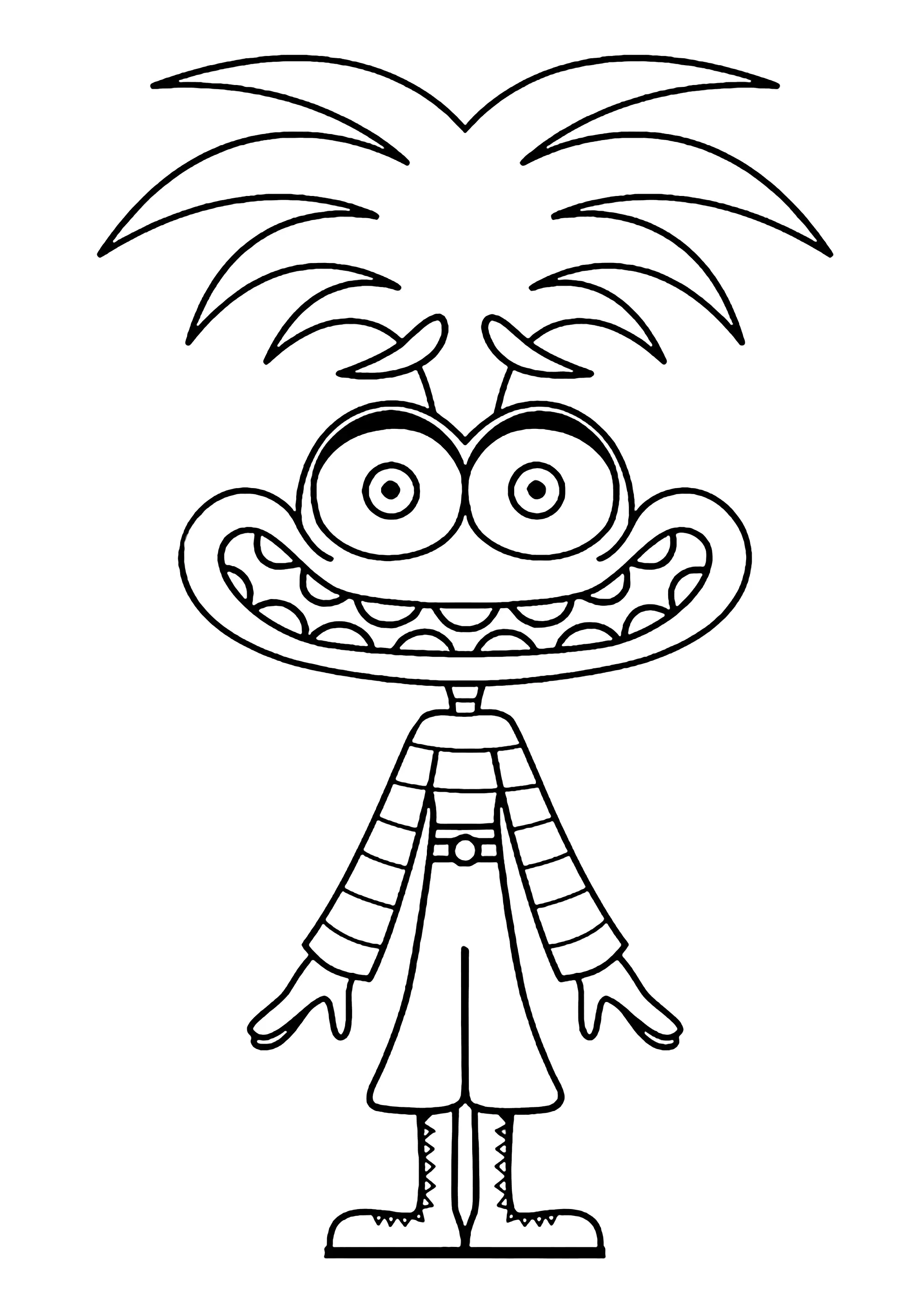 Anxiety and a big smile (Printable Inside Out 2 Coloring Page for Kids)
