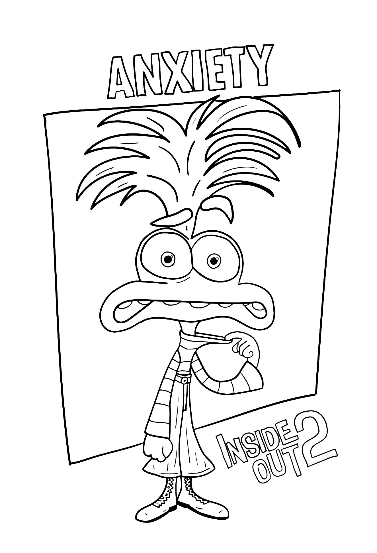 Inside Out 2 : Anxiety (Coloring Page) Inside Out 2 : Anxiety (Printable Coloring Page for Kids)