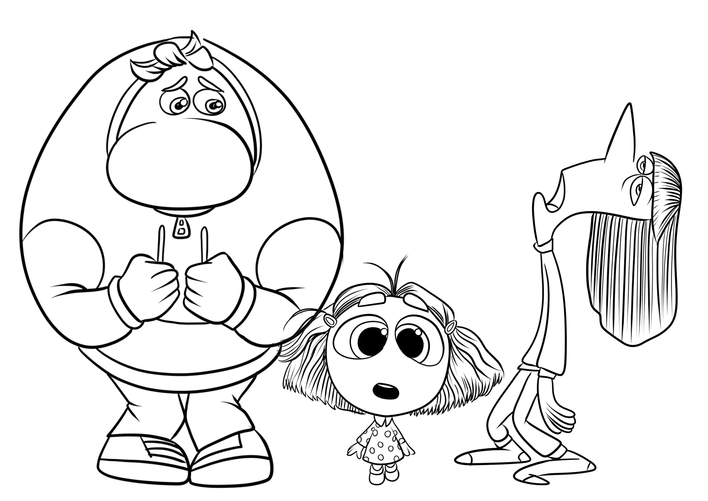 Embarrassment, Envy and Boredom (Printable Inside Out 2 Coloring Page for Kids)