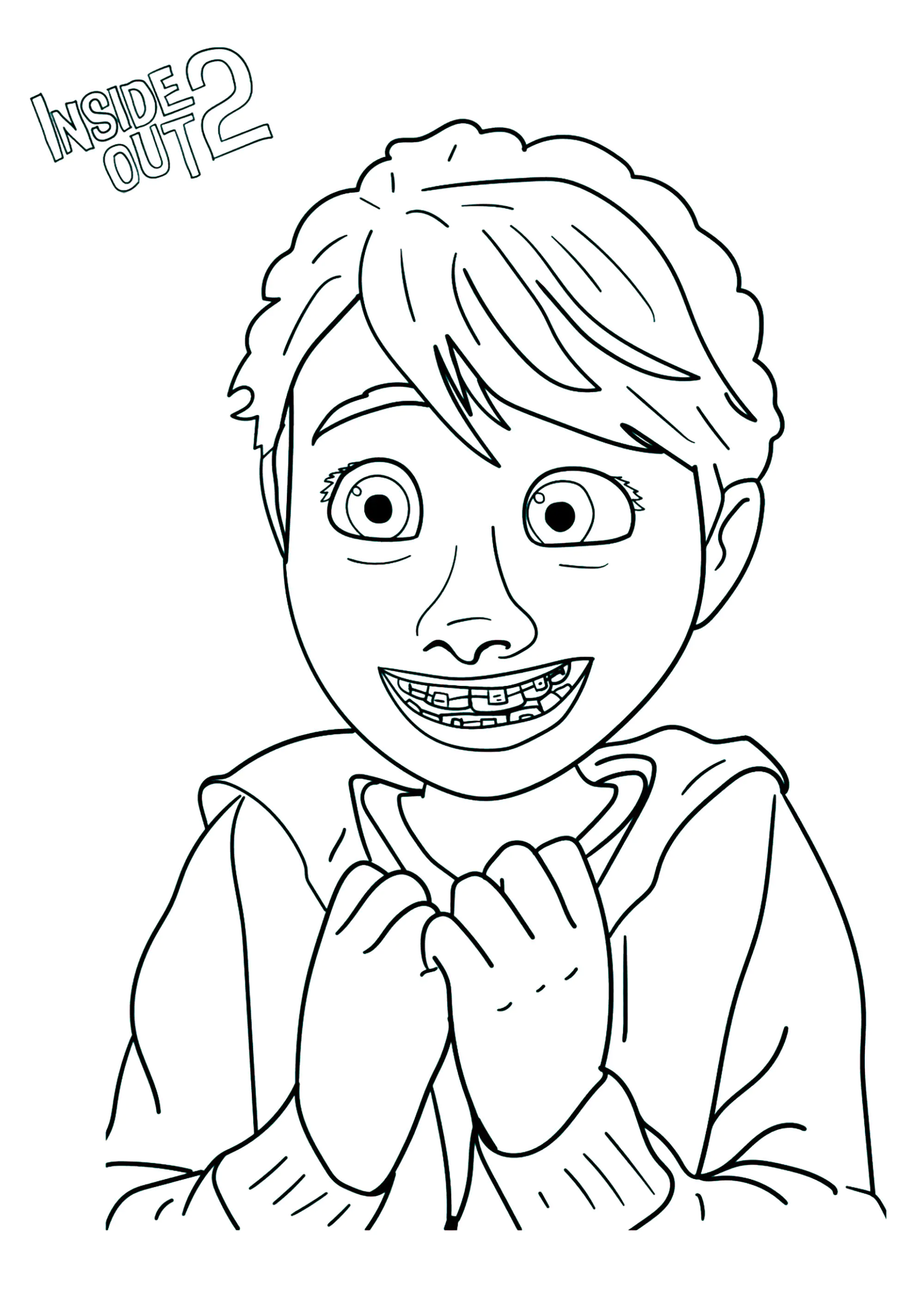 Riley is now a teenager (Printable Inside Out 2 Coloring Page for Kids)