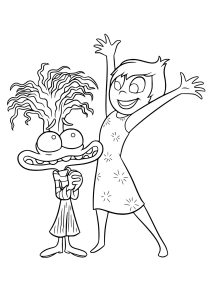 Joy and anxiety: two complementary emotions (Inside Out 2 Coloring Page)