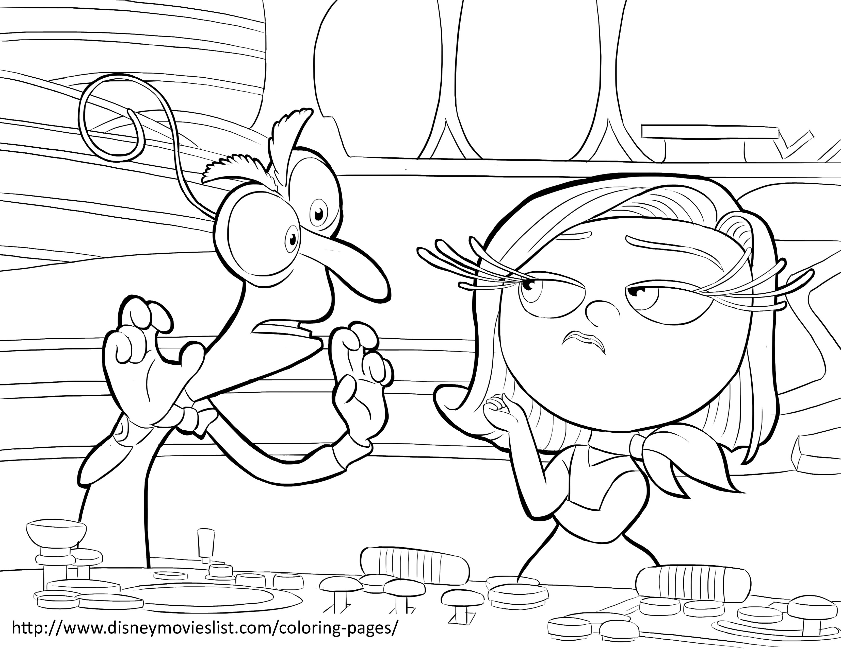 Disney-Pixar's Inside Out coloring page to print and color : Fear and Disgust