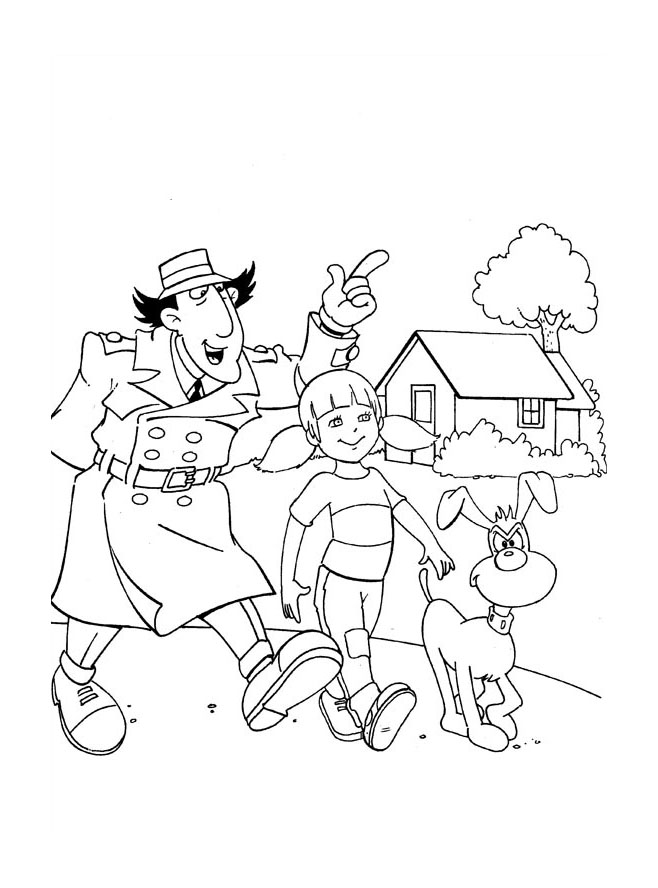 Inspector Gadget coloring page with Sophie and her dog Fino