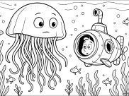 Printable Jellyfish coloring sheets for Kids