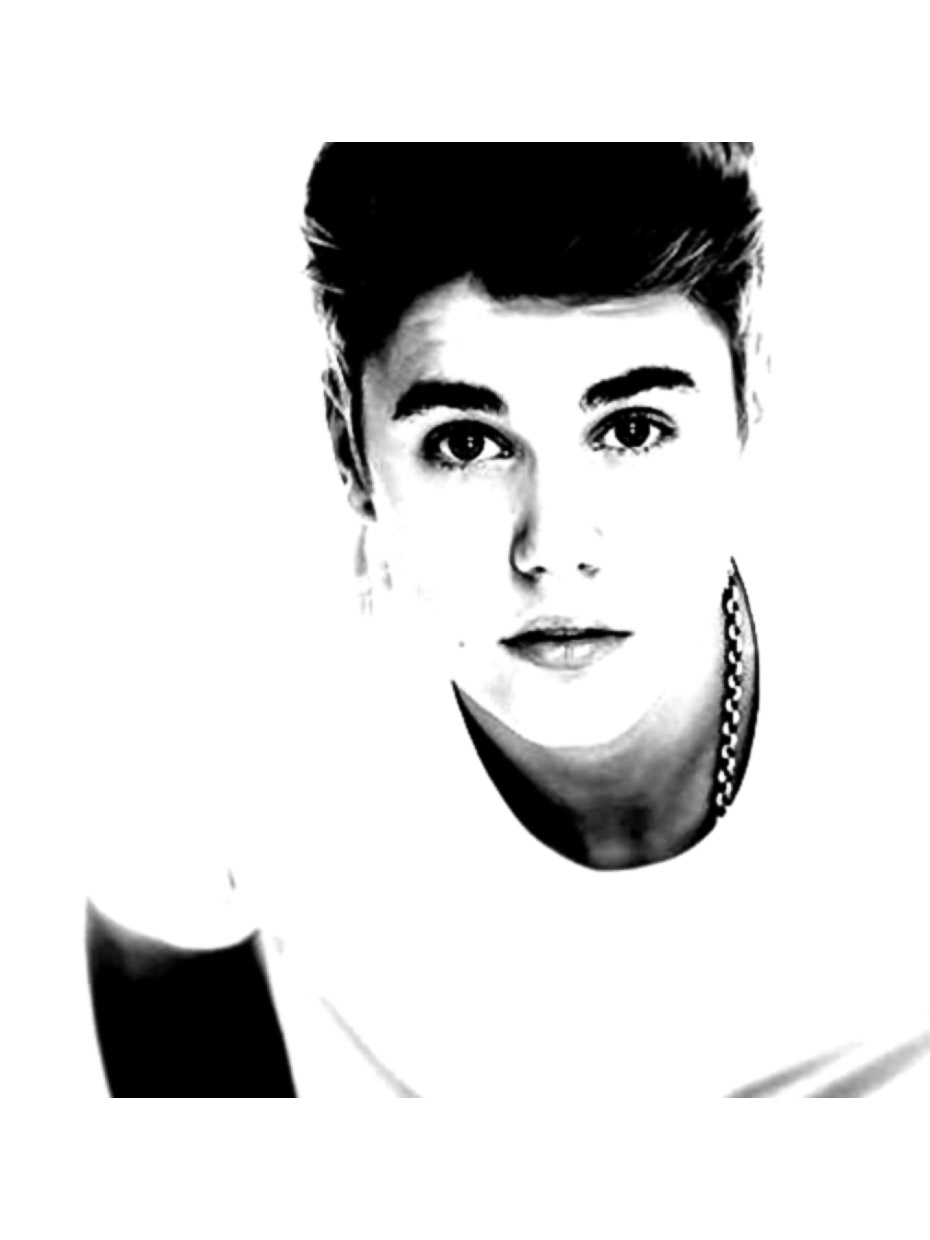Photo of Justin Bieber stylized to be printed and colored