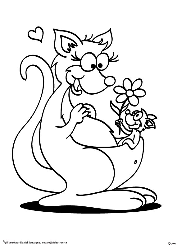 Beautiful kangaroo coloring pages