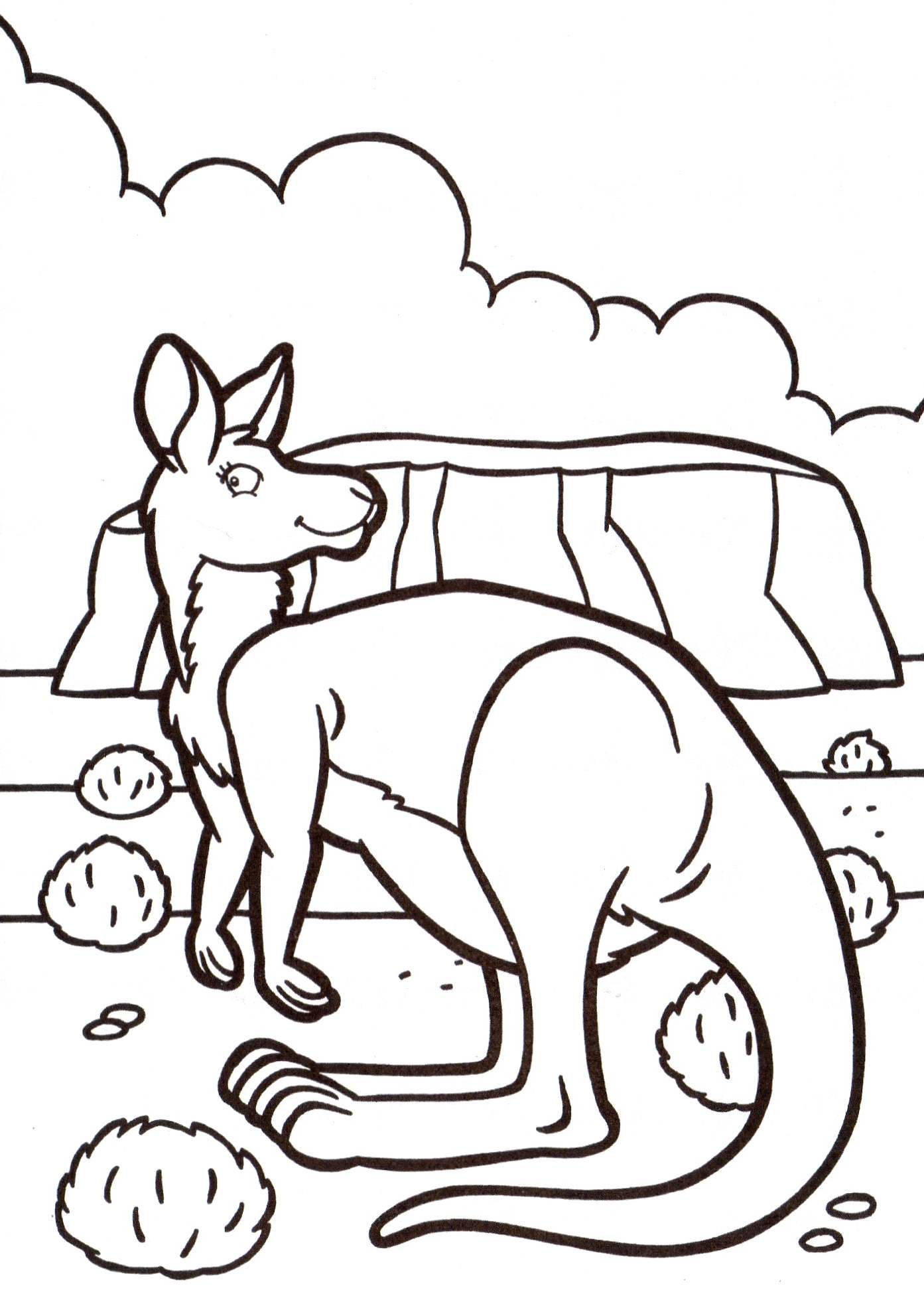 Kangaroo drawing to color, easy for kids
