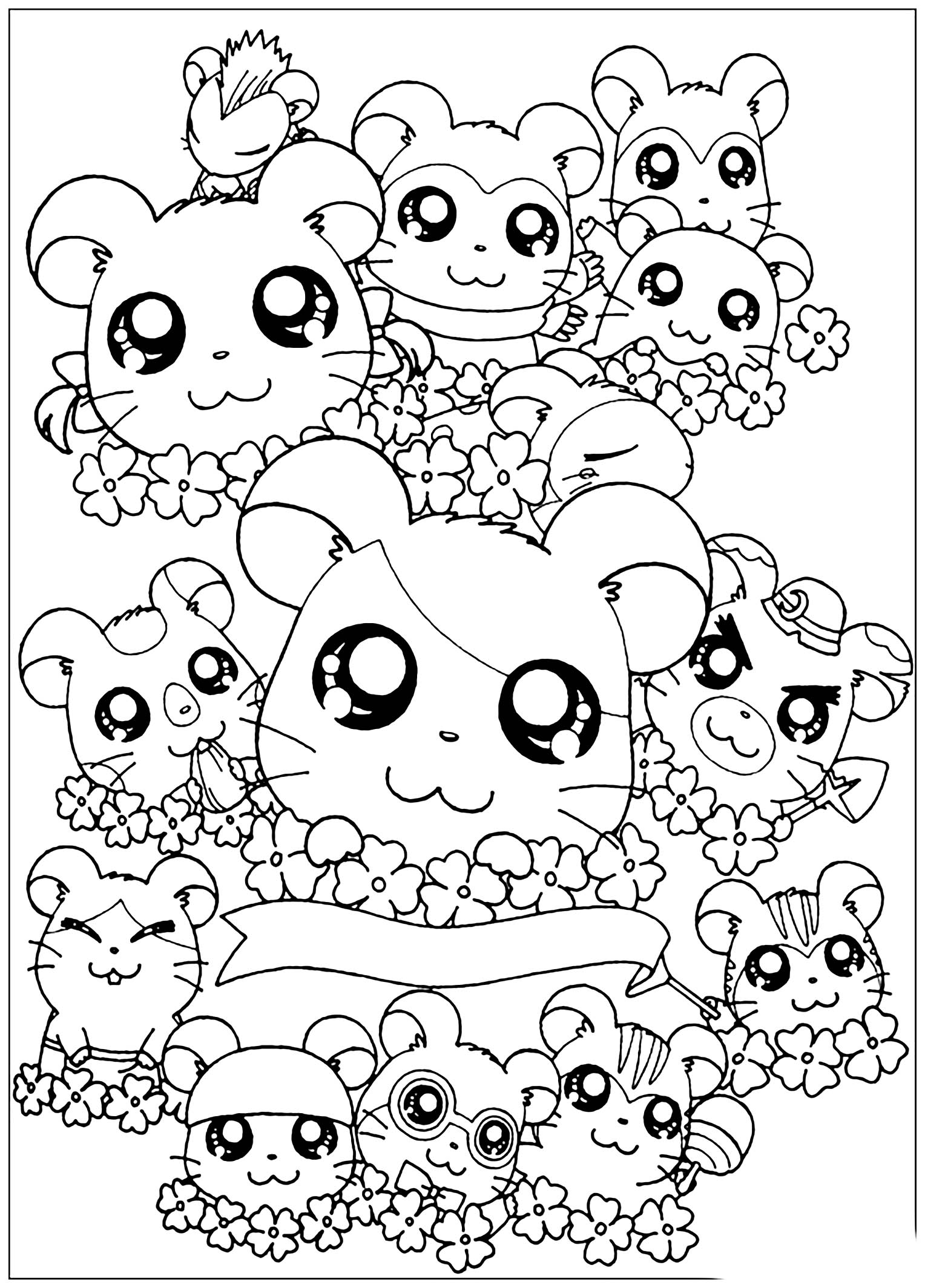 Hamtoro, the cutest hamster ... Perfect to color if you like Kawaii characters