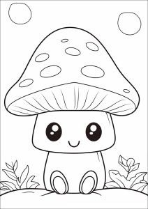 Small mushroom drawn in Kawaii style