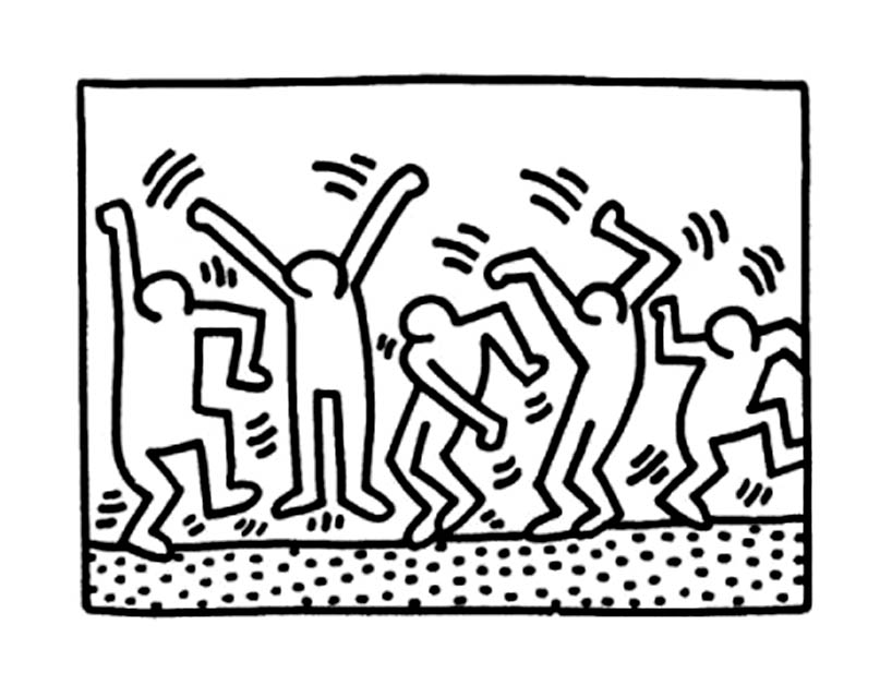 The famous dance of the ultra simplistic characters of Keith Haring