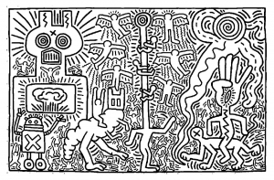 Free Keith Haring drawing to download and color