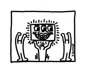 Characters watching television (Keith Haring Coloring Page)
