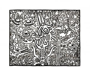 Keith Haring's intricate drawing full of details (Coloring Page)