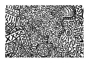 Free Keith Haring drawing to download and color