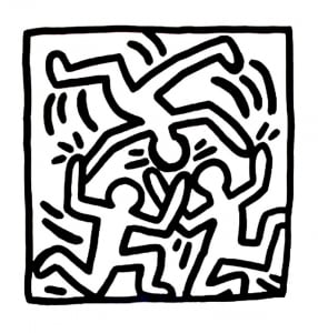 Acrobatic figures (Keith Haring Coloring Page)