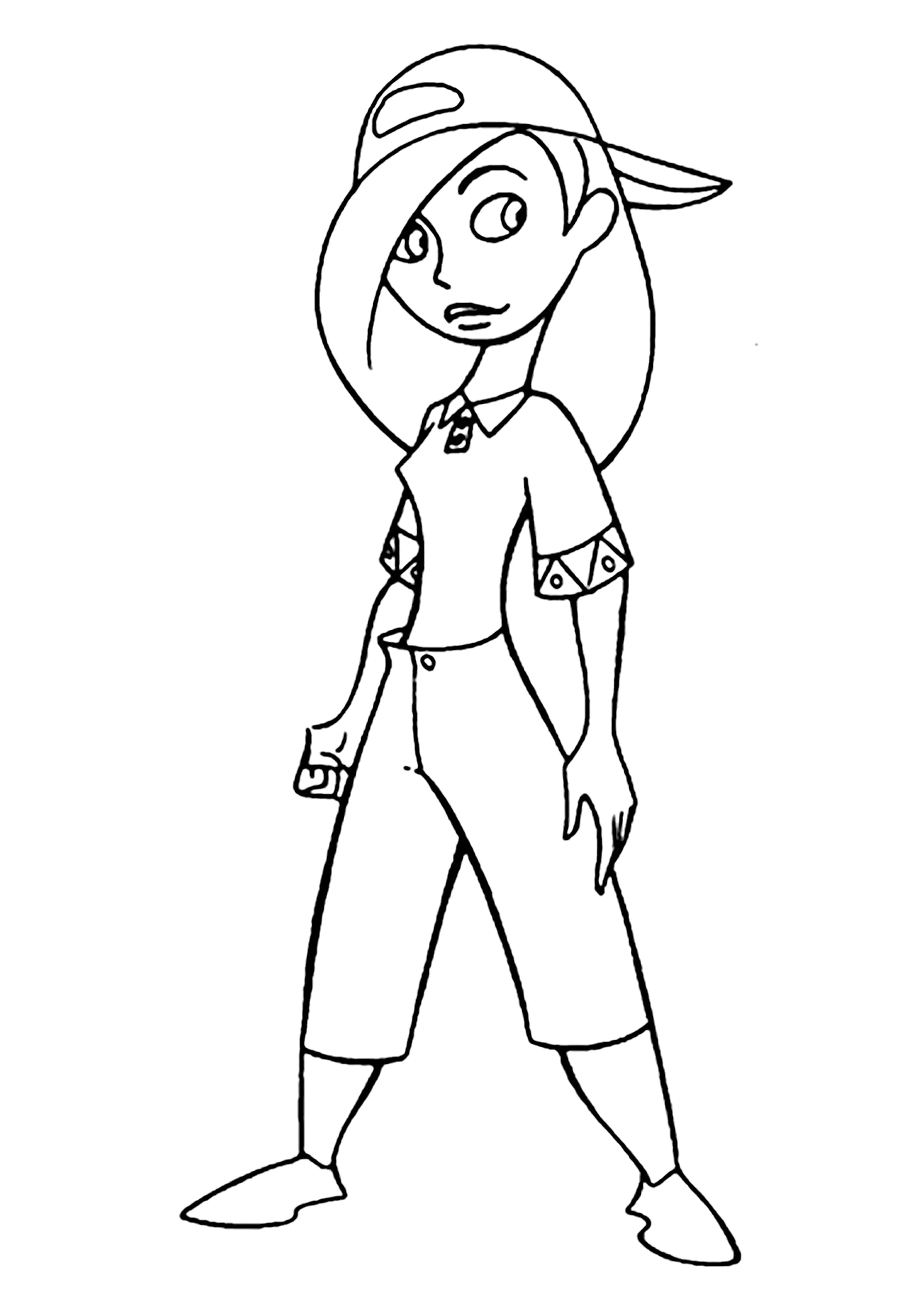 Kim with a nice cap - Kim Possible Coloring Pages