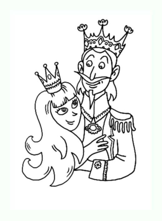 Funny drawing of king & queen to color