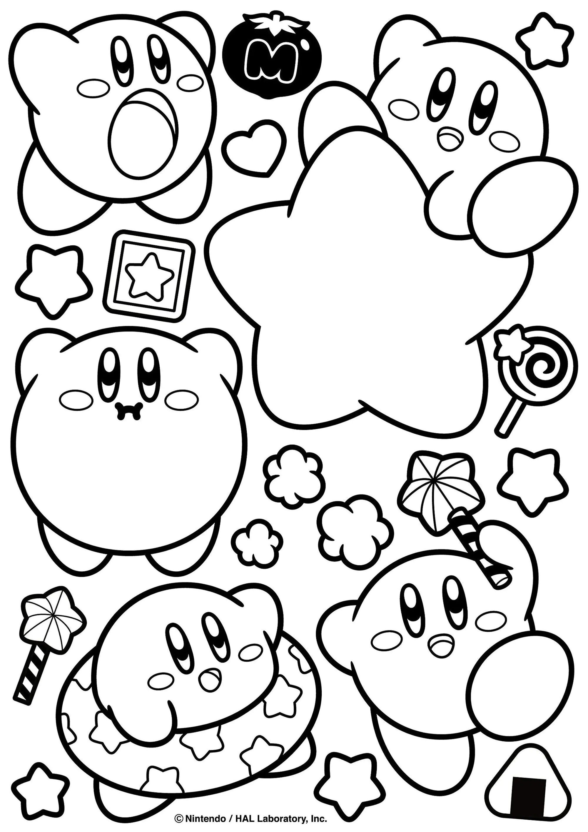 Kirby, Nintendo's famous pink ball (Printable Coloring Page for Kids)