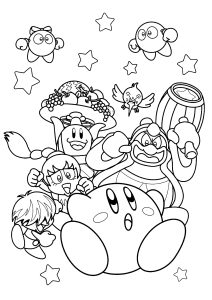 Printable Coloring Page for Kids : Kirby and other characters