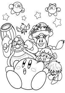 Printable Coloring Page for Kids : Kirby and friends