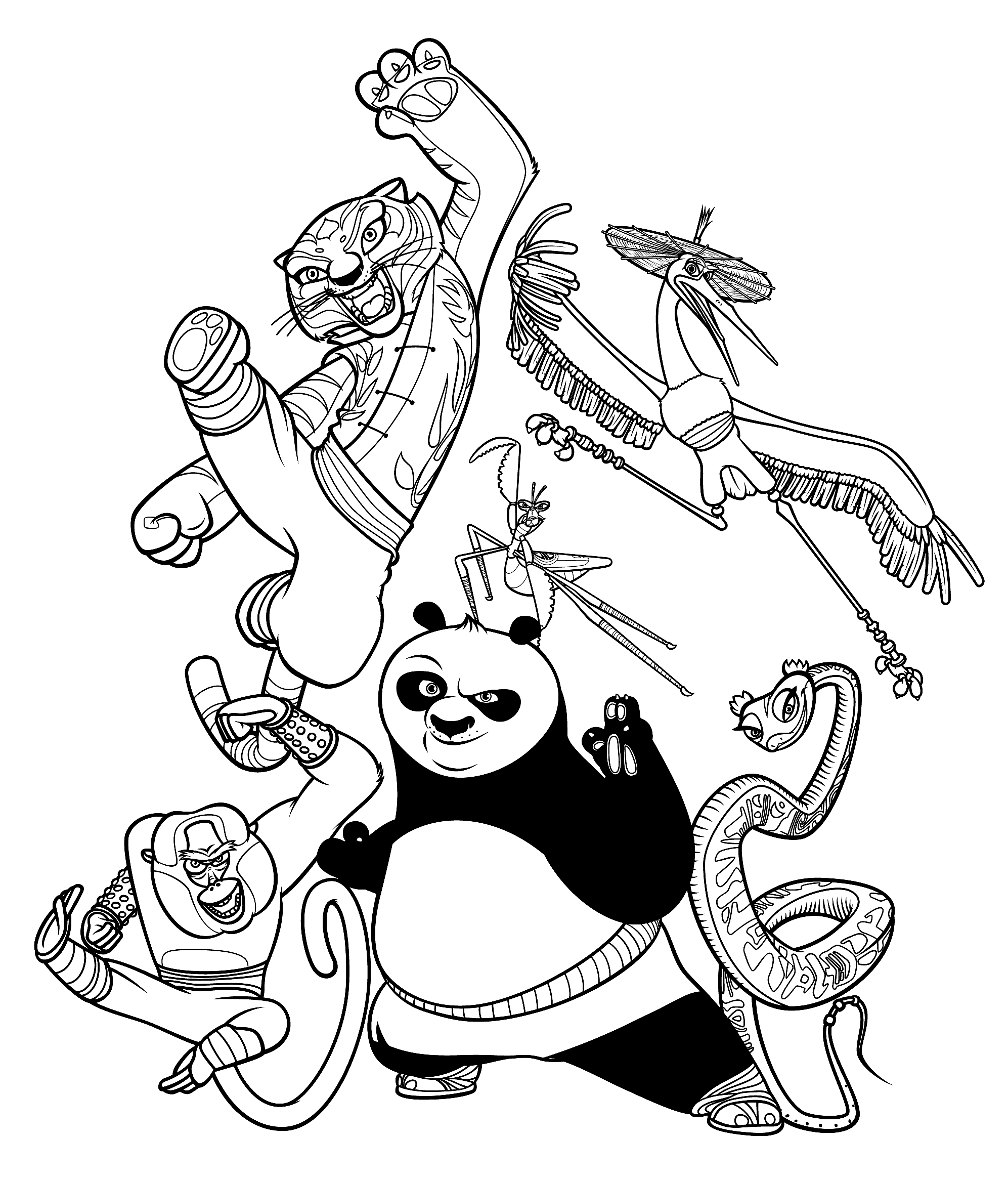 Kung Fu Panda coloring page to print and color for free