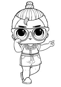 Printable Coloring Page for Kids : LOL Surprise Doll  with nice glasses