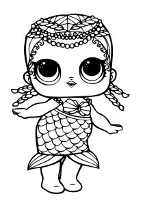 Printable Coloring Page for Kids : 20's style LOL Surprise Doll