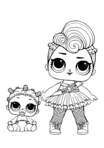 Printable Coloring Page for Kids : LOL Surprise Doll  and Baby