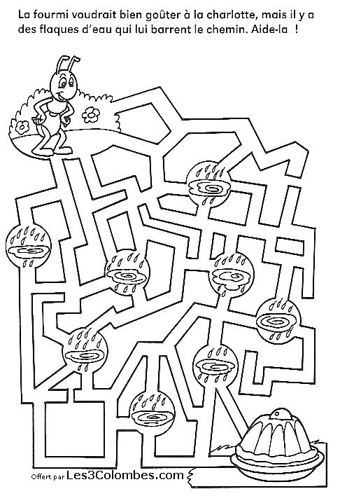 Help the ant to reach the charlotte by coloring its route