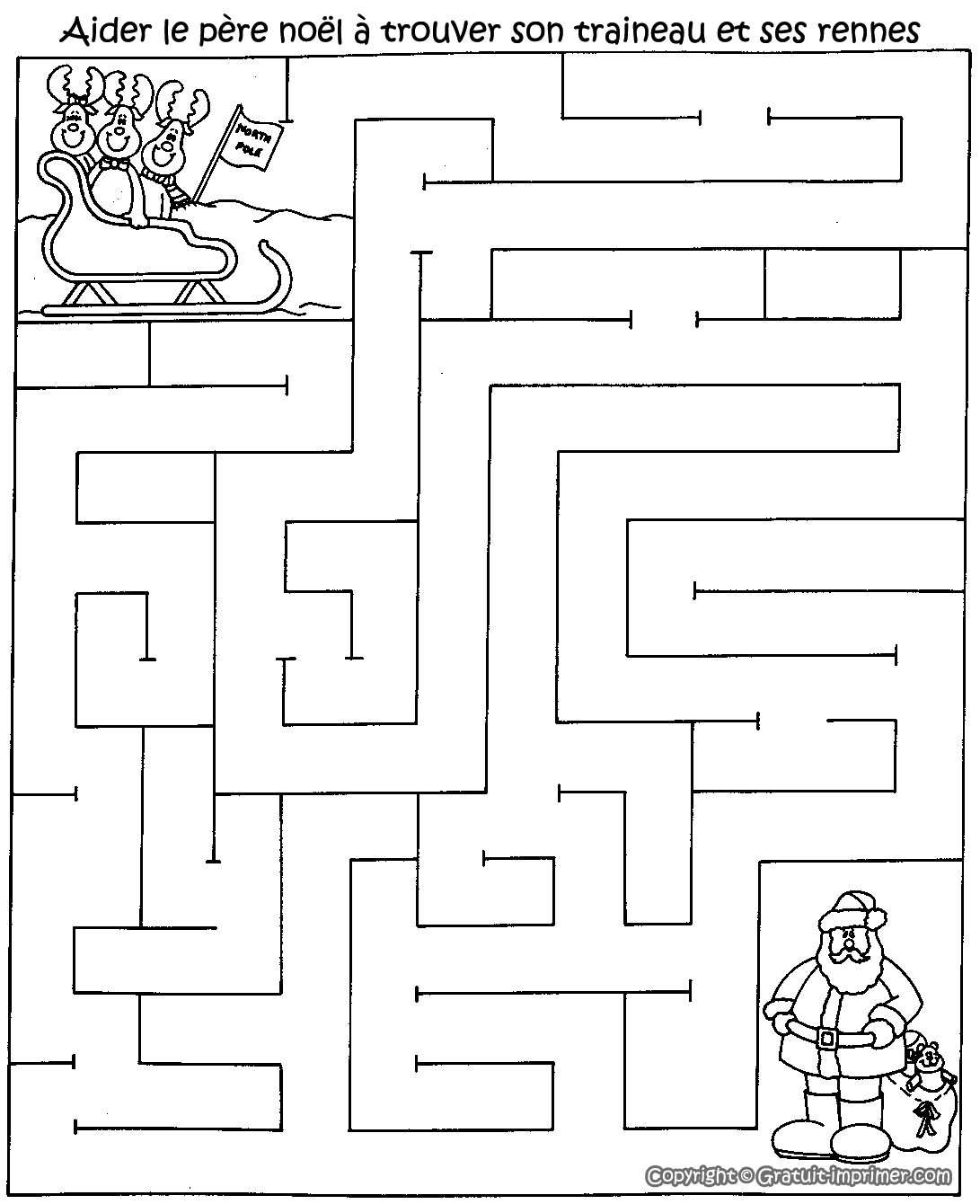 Free Labyrinths coloring page to download : Santa Claus