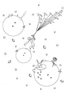 Printable Coloring Page for Kids : The Little Prince in space