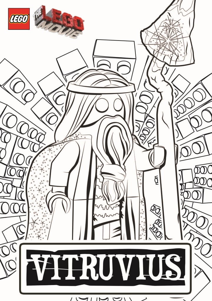 Coloring of Vitruvius to color, on a brick background
