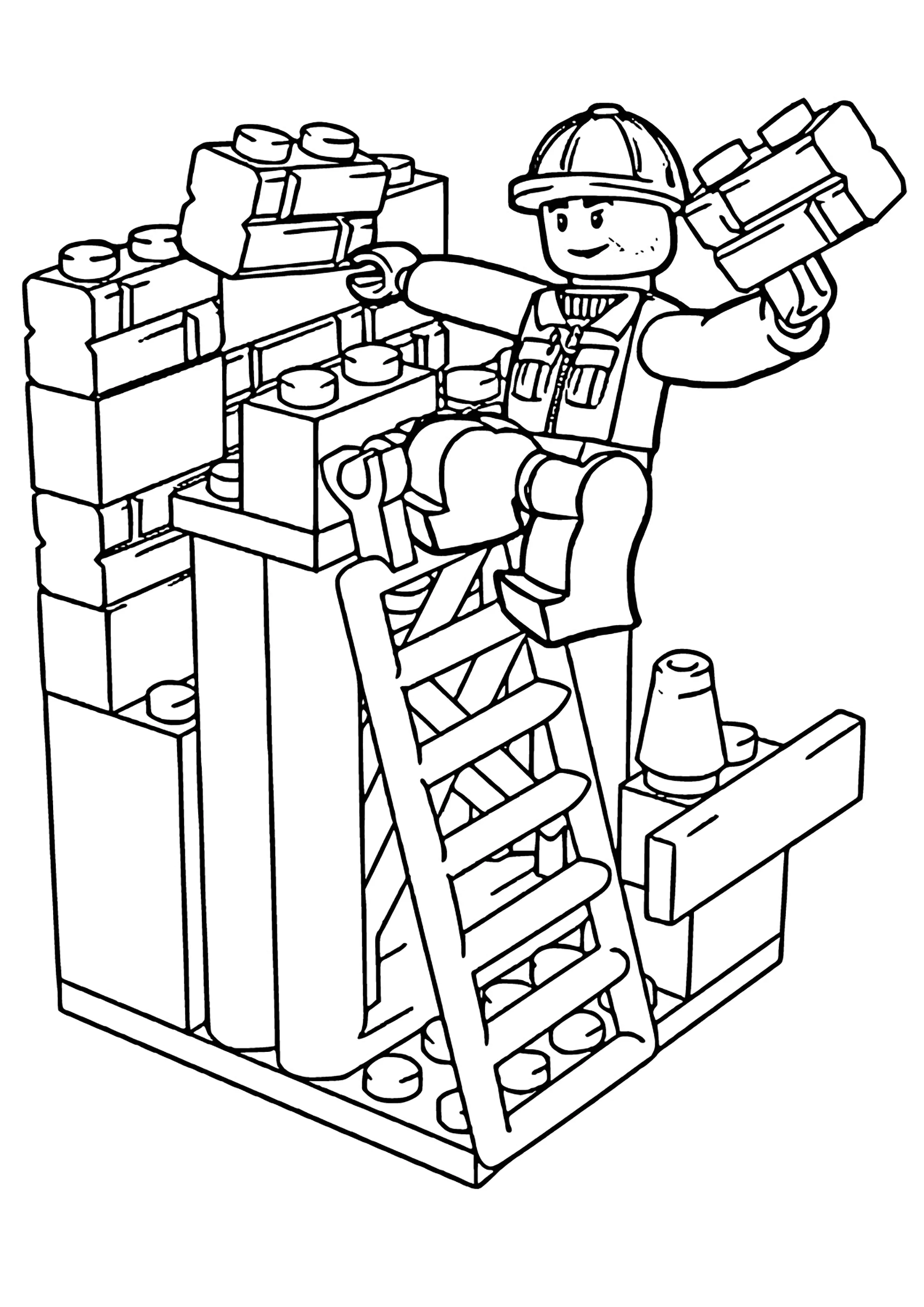 A wall to build (Printable Lego Coloring Page for Kids)