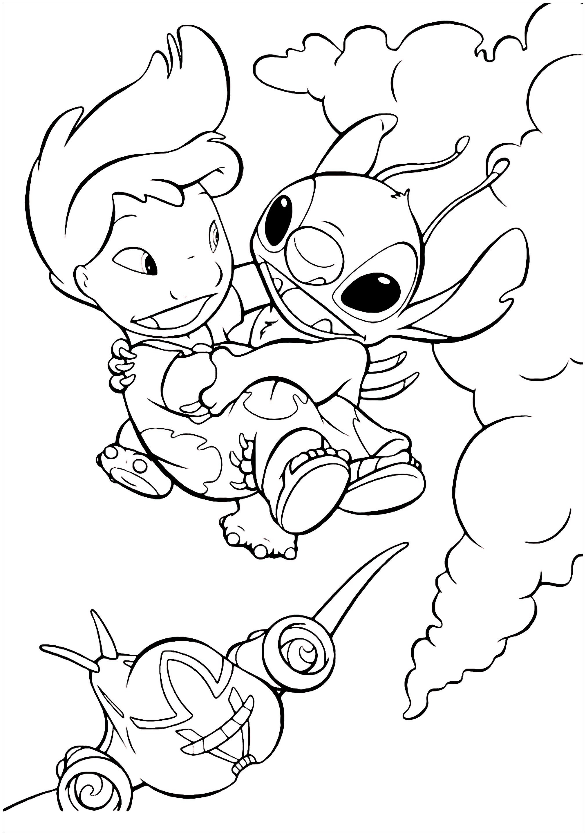 Fun coloring pages Lilo and Stitch to print and color