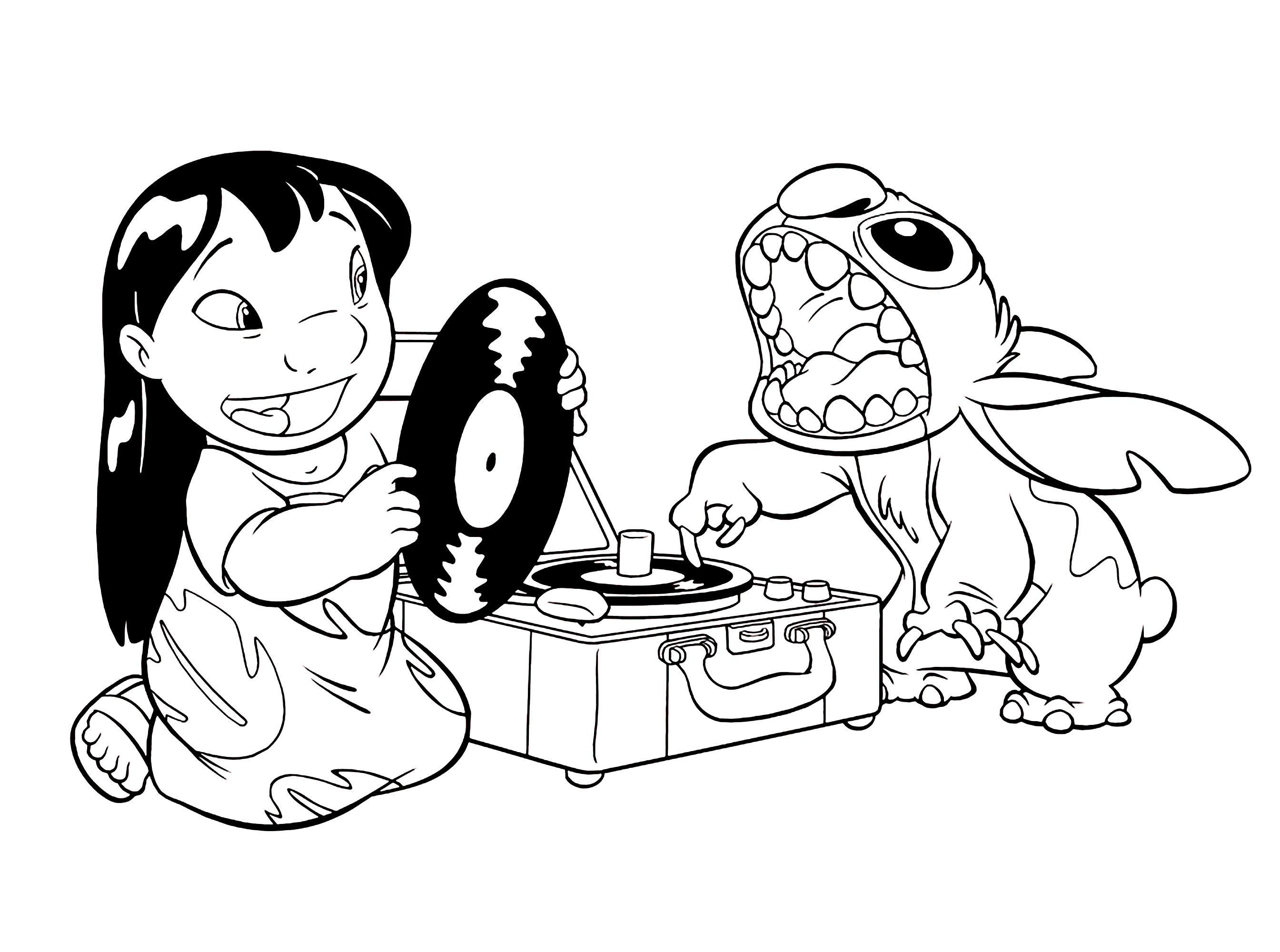 Simple Lilo and Stitch coloring pages for children