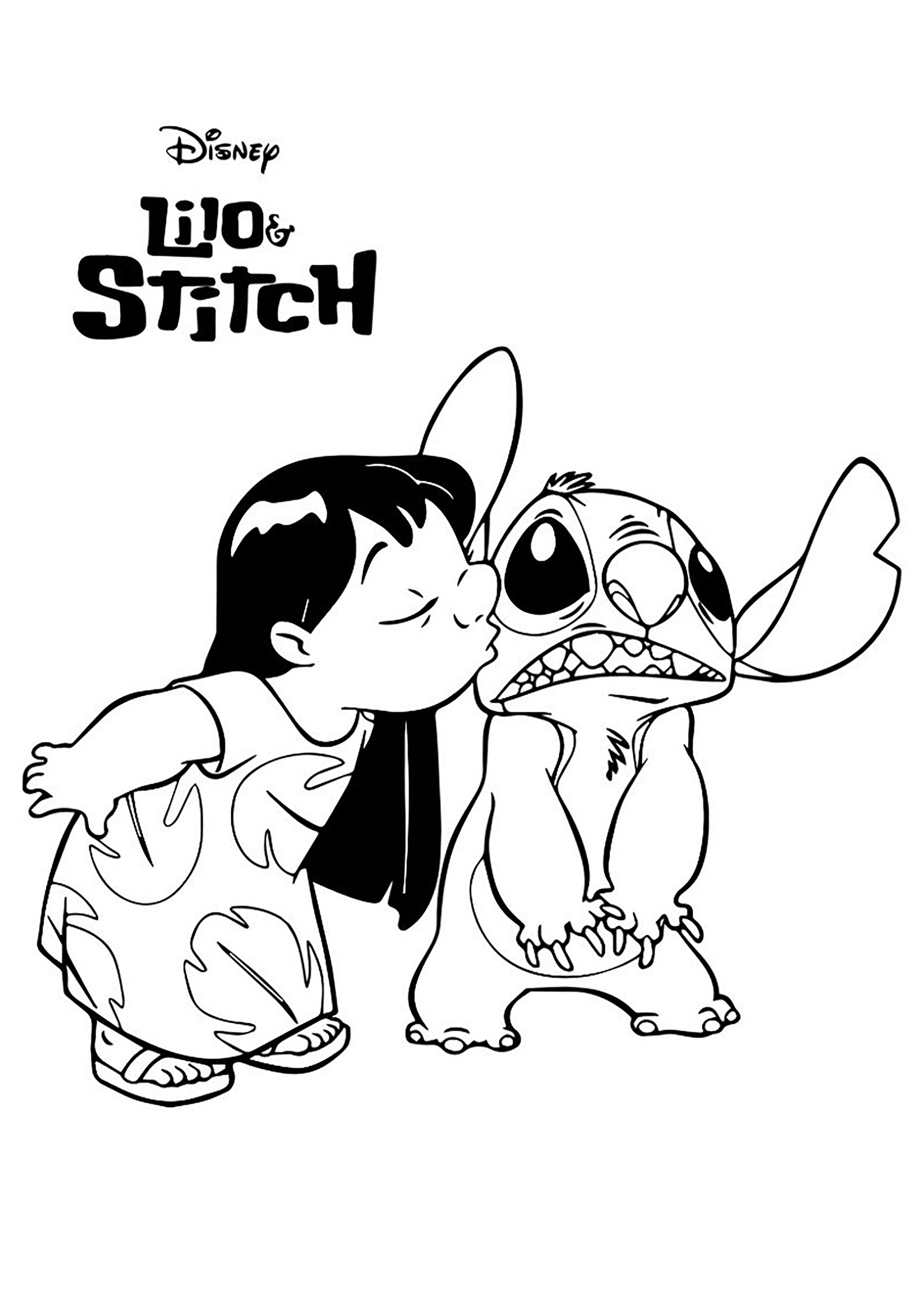 Incredible Lilo And Stich coloring page to print and color for free