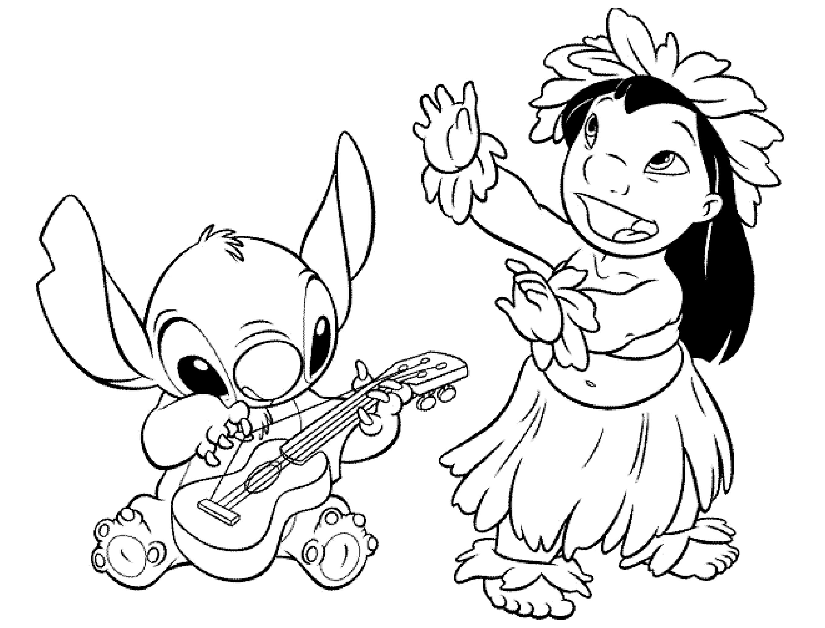 Simple Lilo and Stitch coloring pages for children