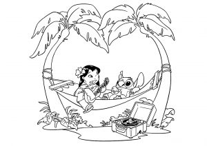 Coloring page lilo and stich to color for children
