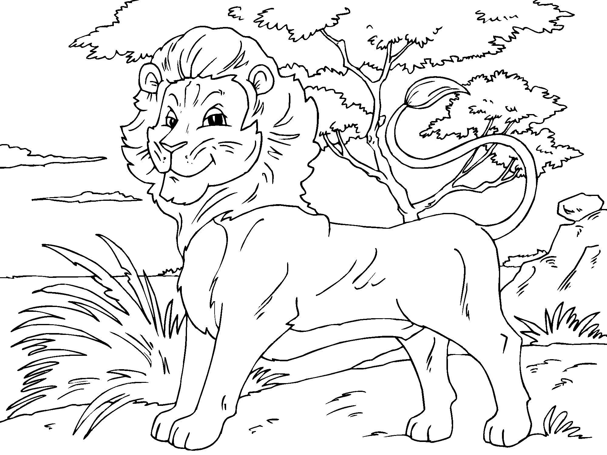 Simple Lion coloring page to download for free