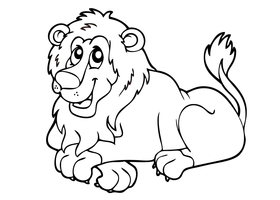 Coloring of a little smiling lion