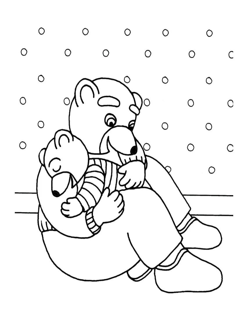 Little brown bear coloring page for kids