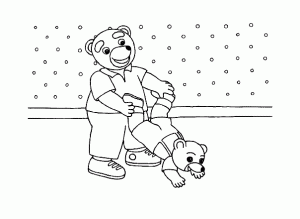 Coloring page little brown bear to print