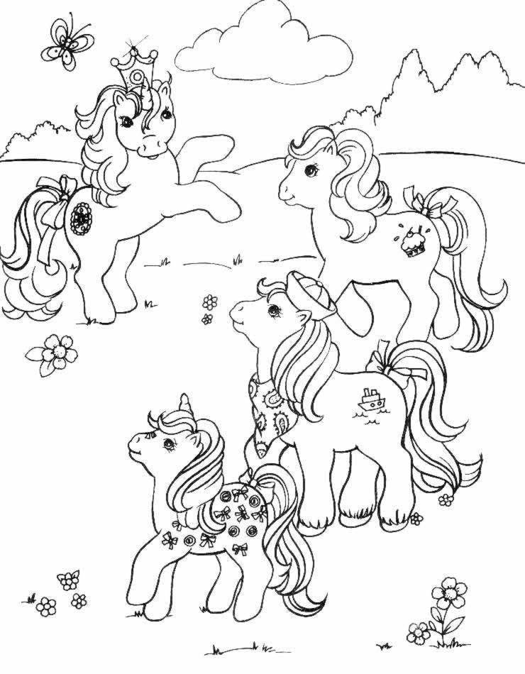 Scene of life of the Little Ponies to color
