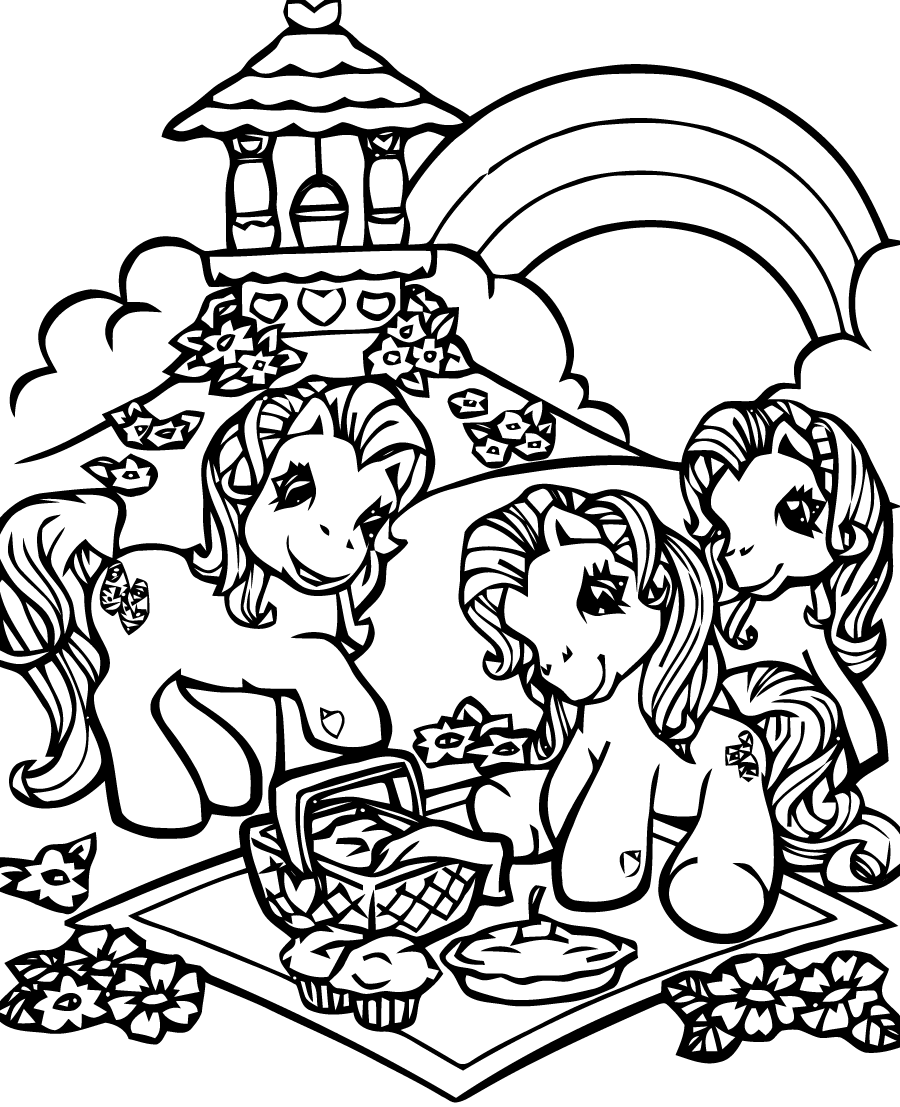 Drawing of the pretty Little Ponies to color