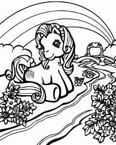 Coloring page little poney to color for kids