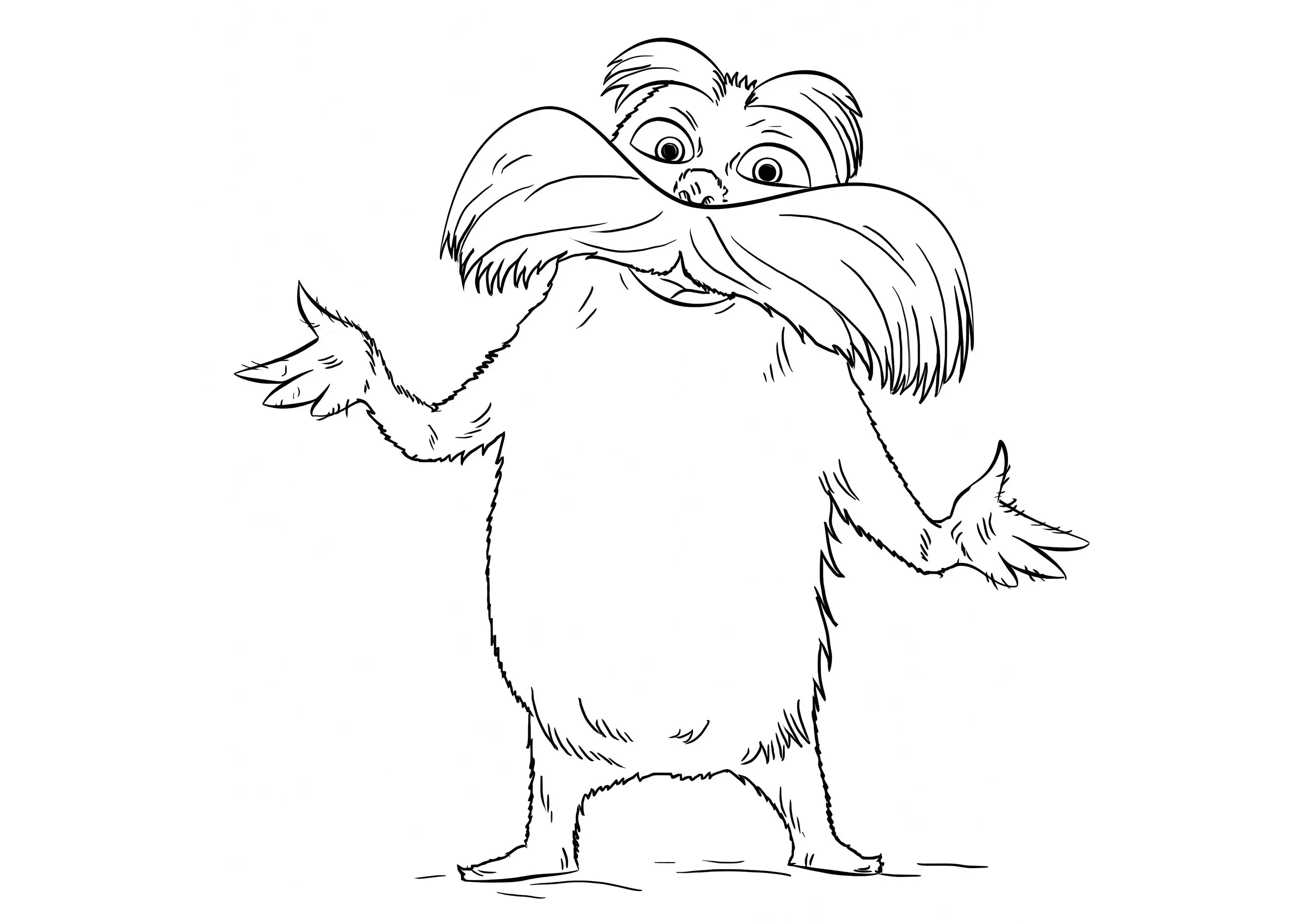 Lorax drawing (Printable Coloring Page for Kids)