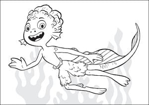Alberto is swimming (Luca Coloring Page)
