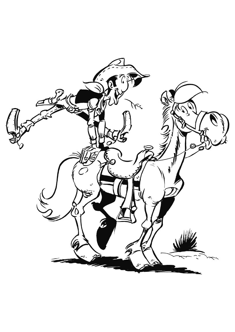 Drawing of the cow boy with his horse