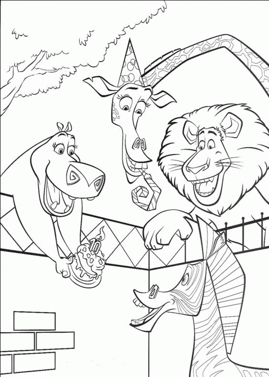 The 4 friends of Madagascar to color
